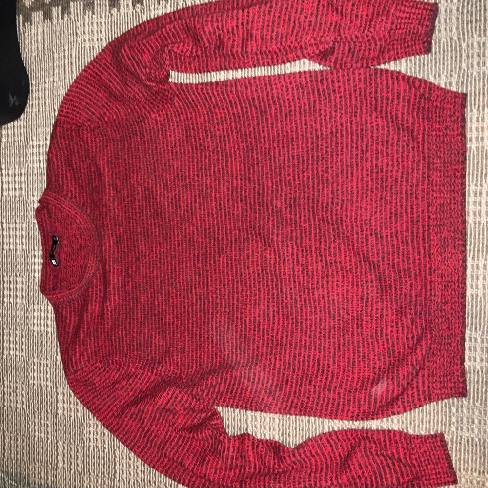 Simons Red and Black Crewneck Sweater